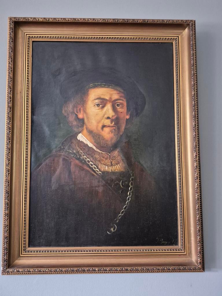 Fraai geschilderd Portret rembrandt, Antiek en Kunst, Kunst | Schilderijen | Klassiek, Ophalen