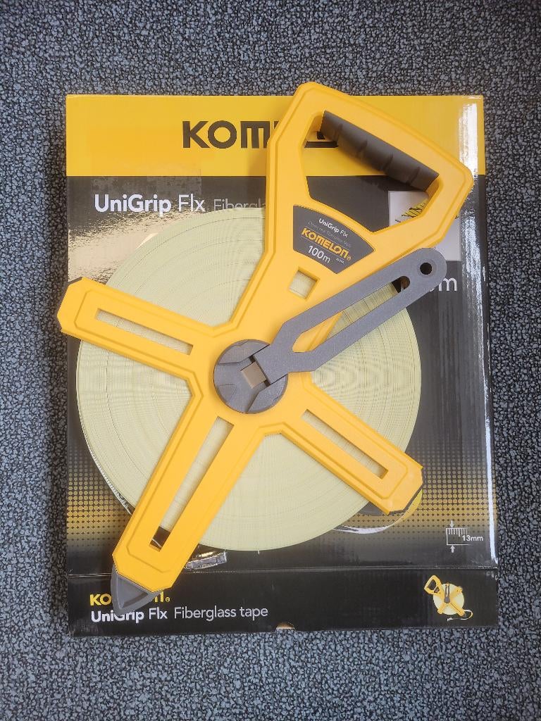Komelon meetband  glasfiber Unigrip FLX 100 meter, Doe-het-zelf en Verbouw, Meetapparatuur, Ophalen of Verzenden, Nieuw, Afstand