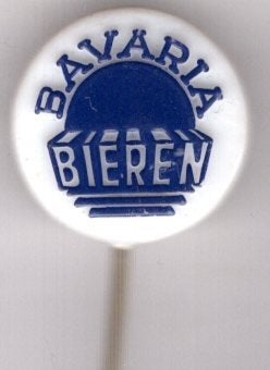 Bavaria bieren blauw op wit plastic speldje ( N_172), Verzenden, Zo goed als nieuw, Merk, Speldje of Pin