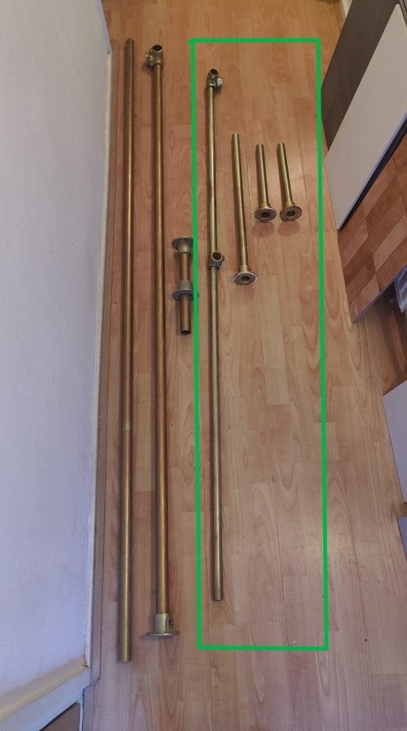 Steigerbuizen goudkleurig 26mm incl. koppelstukken, Ophalen, Gebruikt, 250 mm of meer, Overige typen
