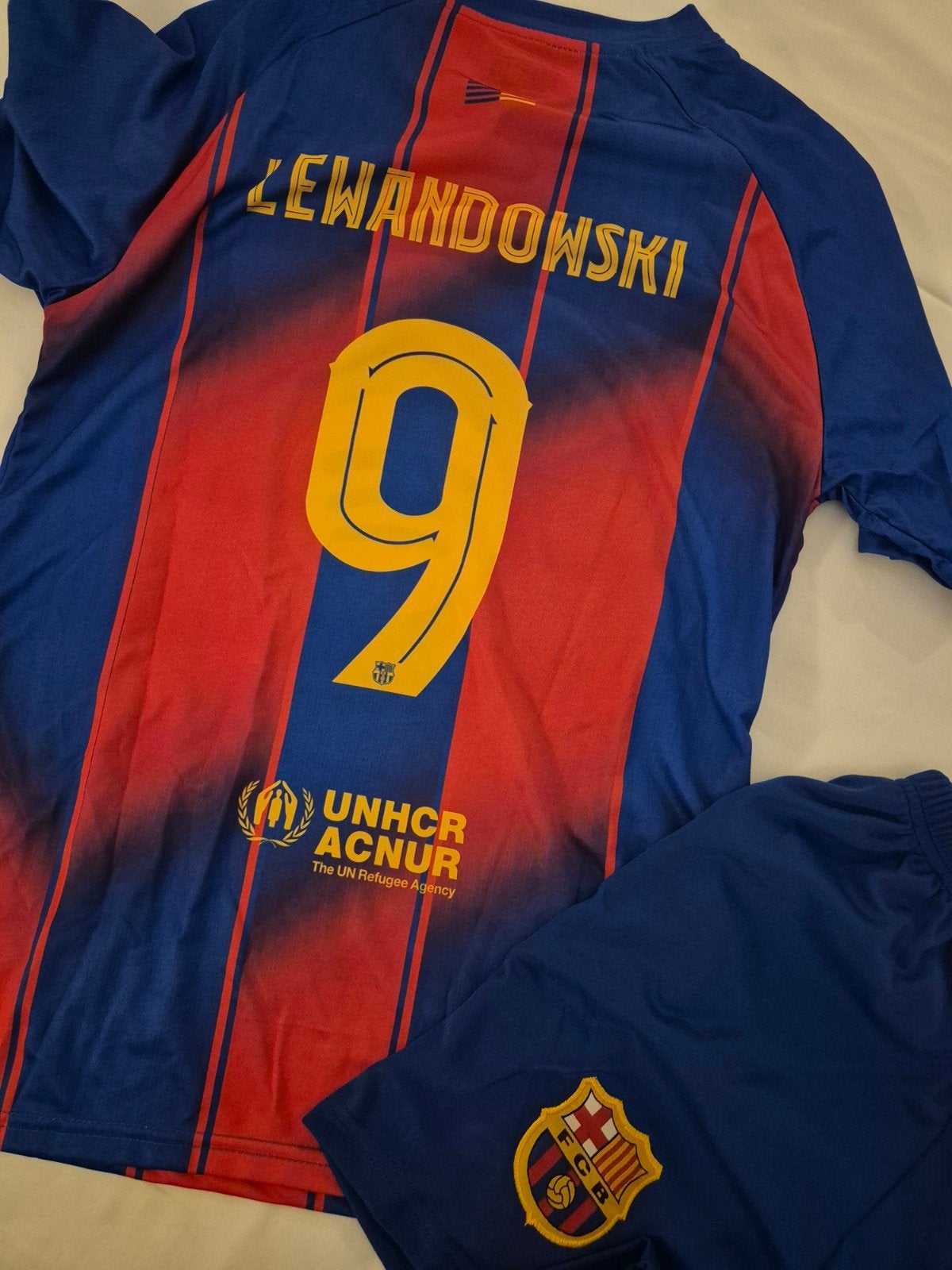 Barcelona voetbalpakje maat 176 - Lewandowski 9, Ophalen of Verzenden, Nieuw, Jongen of Meisje