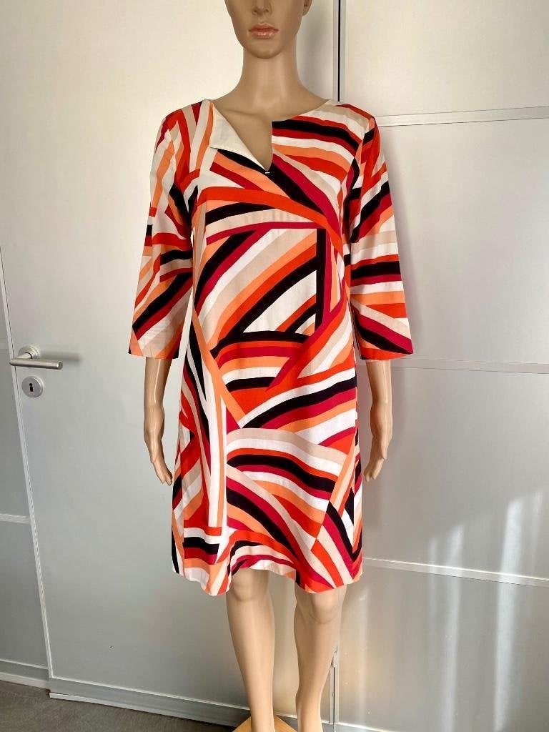 J374 Vanilia maat 38=M jurk jurkje rood/wit/beige/zwart, Maat 38/40 (M), Vanilia, Ophalen of Verzenden, Zo goed als nieuw