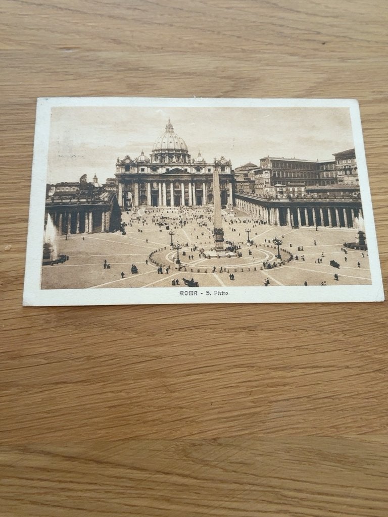 Oude ansichtkaart Rome – Sint-Pietersplein, 1924, Verzenden, 1920 tot 1940, Gelopen, Overig Europa