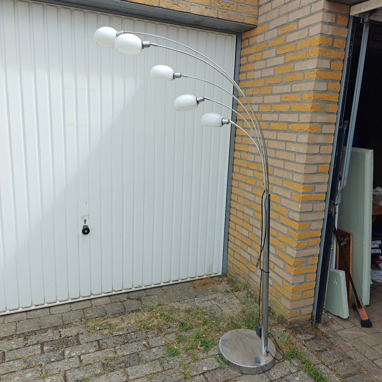 zware booglamp vloerlamp vintage, Ophalen, Zo goed als nieuw, Glas, 150 tot 200 cm