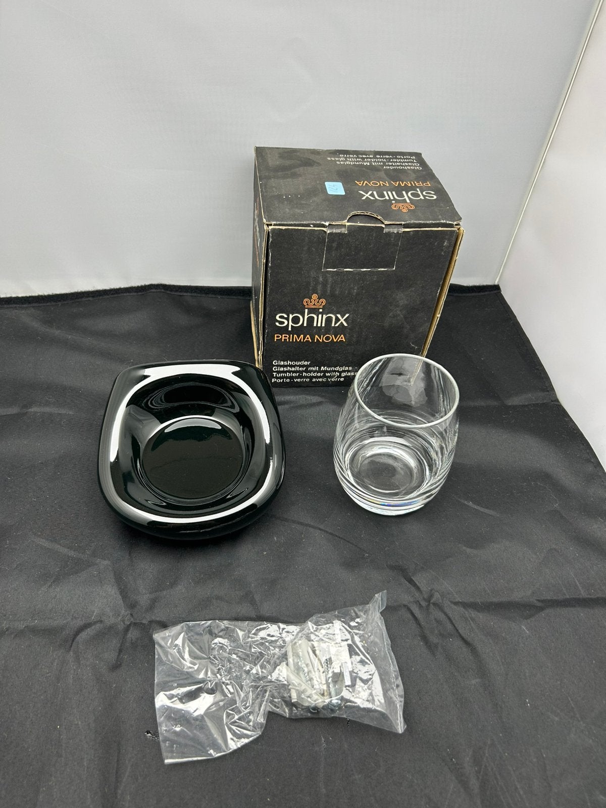 Vintage Sphinx Prima Nova glashouder zwart jaren 70 in doos, Ophalen, Zo goed als nieuw
