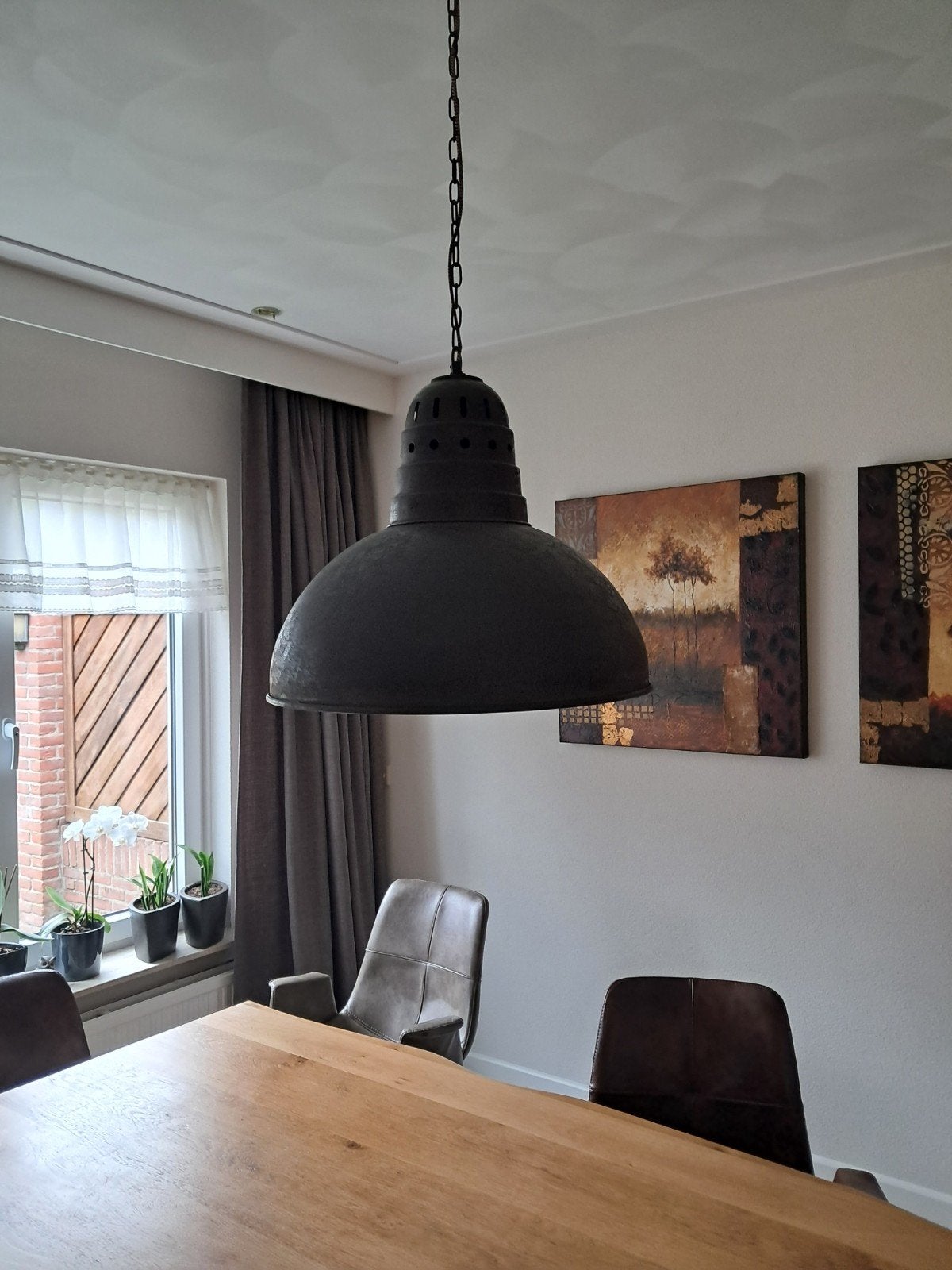 Industriële hanglamp - Zwart metaal - Ø 51 cm, Huis en Inrichting, Ophalen, Gebruikt, Metaal, Industrieel