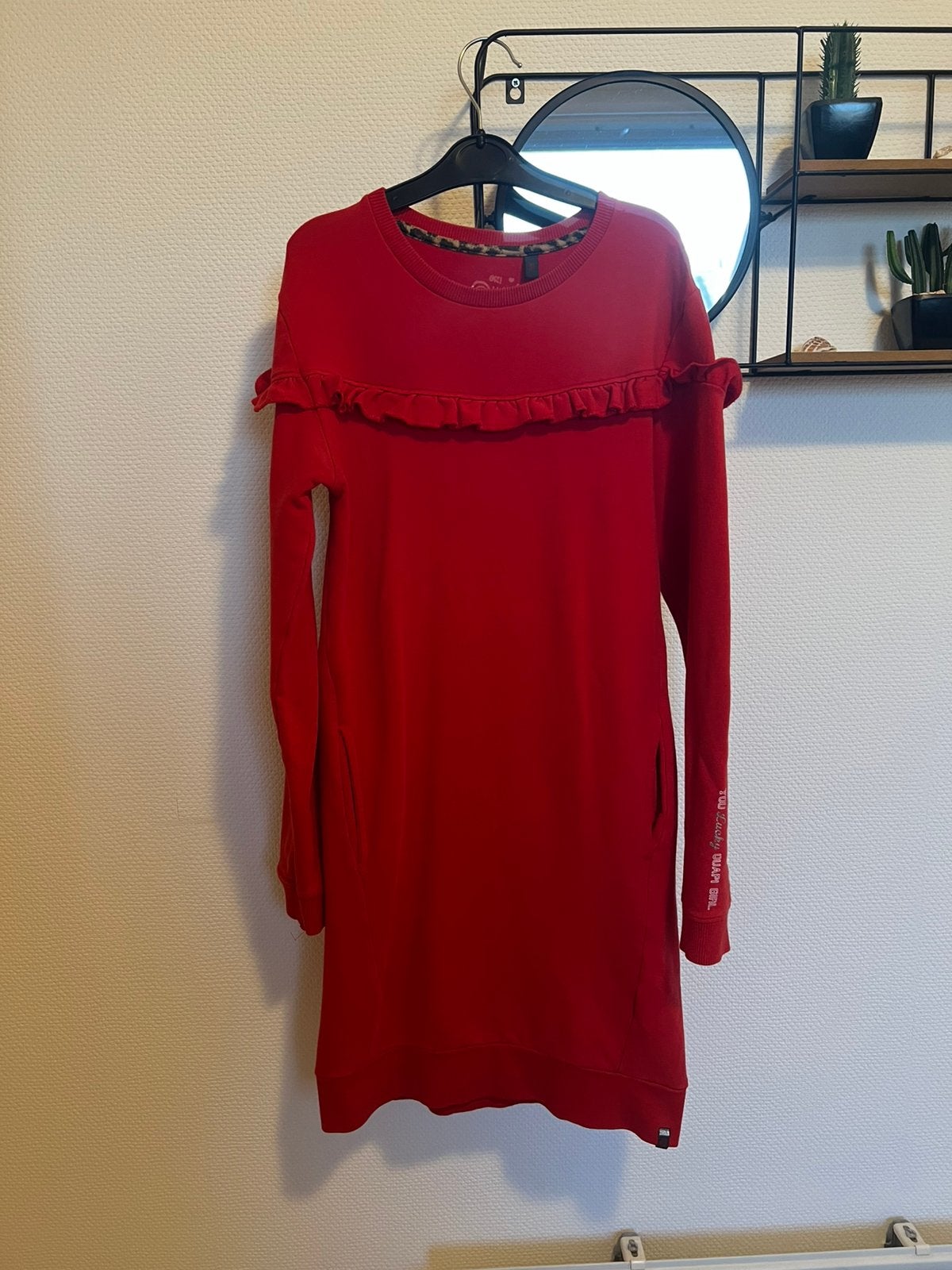Rode jurk 146/152, Kinderen en Baby's, Kinderkleding | Maat 146, Ophalen of Verzenden, Zo goed als nieuw, Meisje, Jurk of Rok