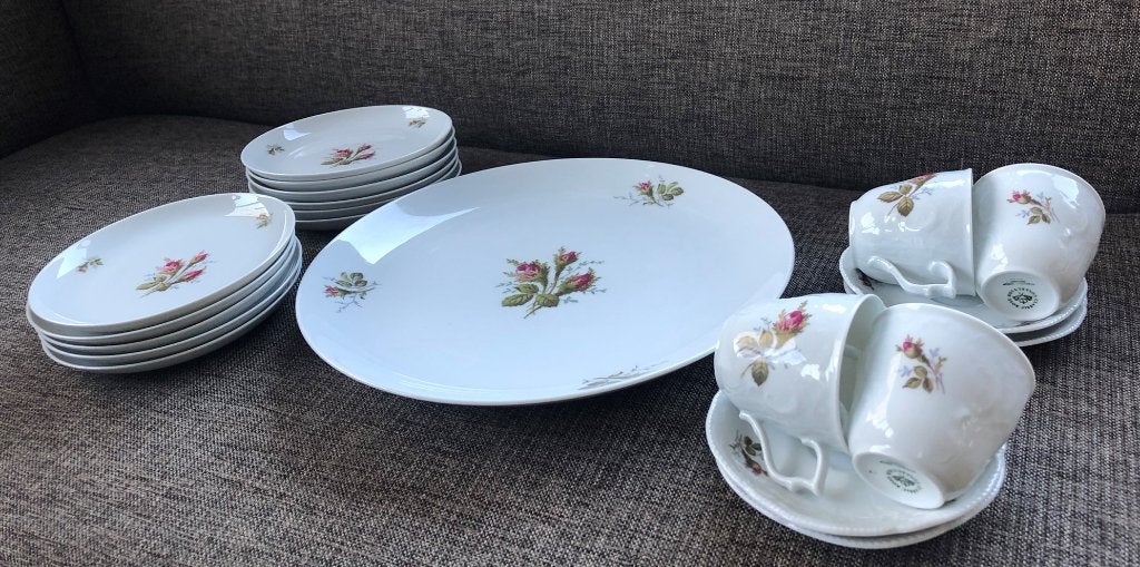 Mooie Rosenthal Classic Rose gebakstel met koffiekopjes, Antiek en Kunst, Ophalen