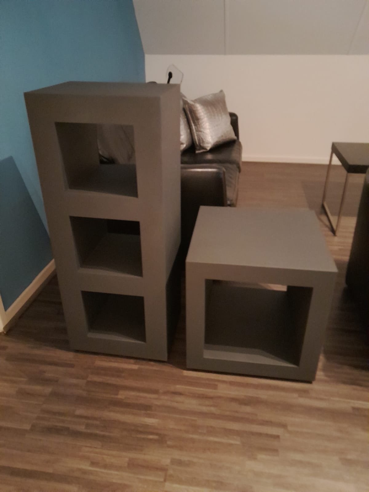 Metalen kubus kasten op wieltjes met glinstereffect, Ophalen, Gebruikt