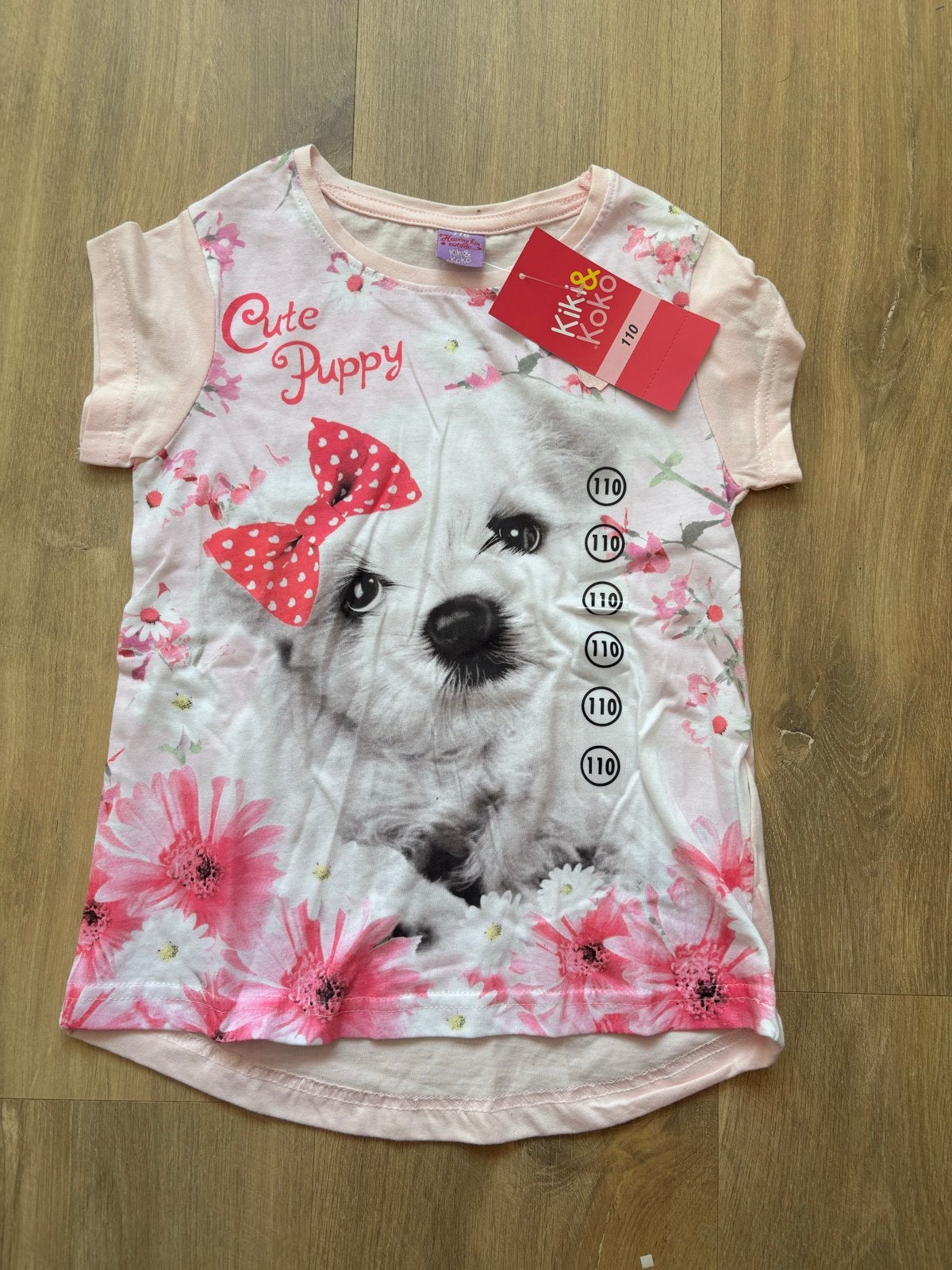 Kiki & Koko T-shirt met puppy print - Maat 110, Ophalen of Verzenden, Nieuw, Meisje, Shirt of Longsleeve