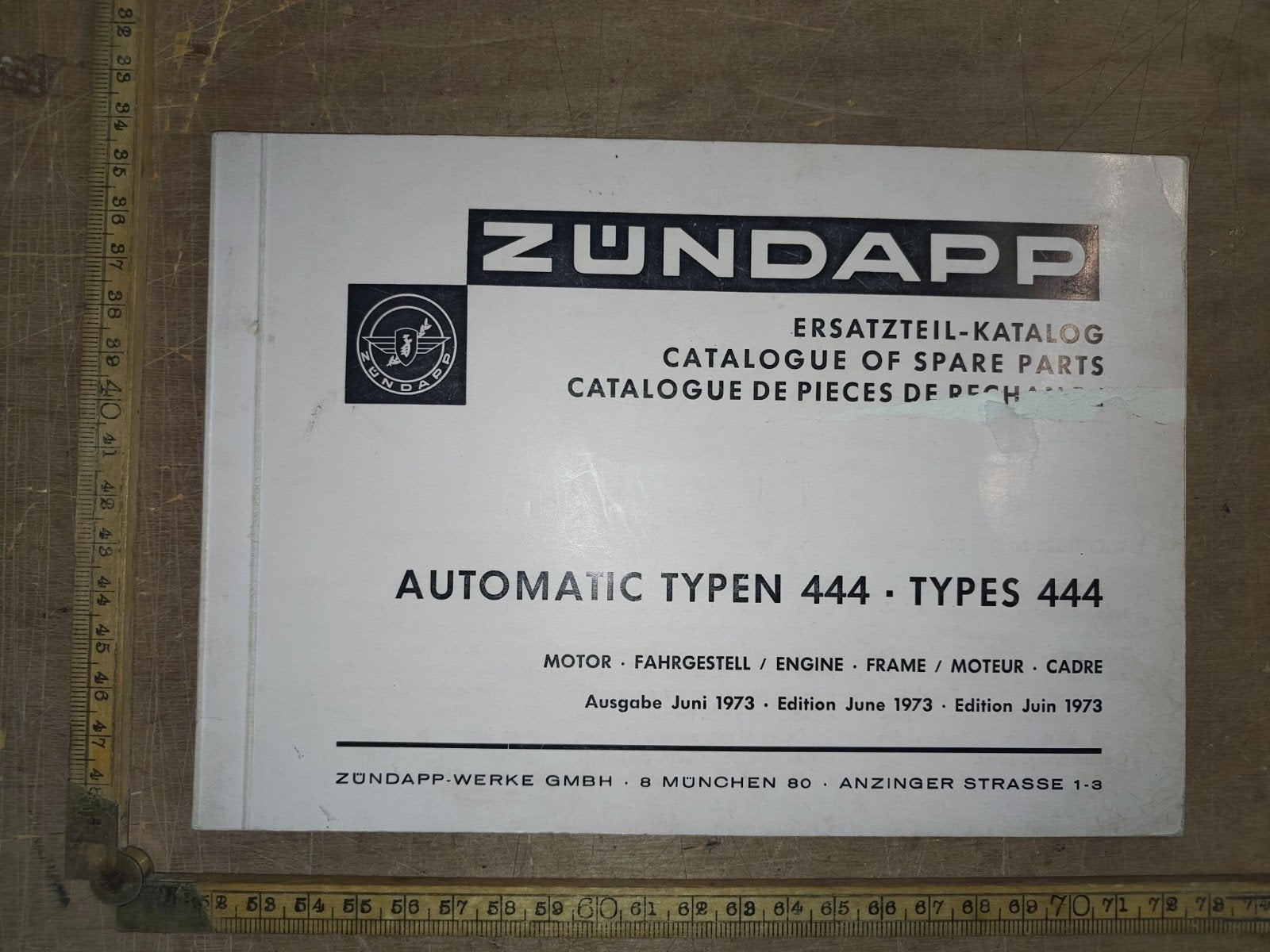 Onderdelen Catalogus Zündapp 444 1973, Ophalen of Verzenden