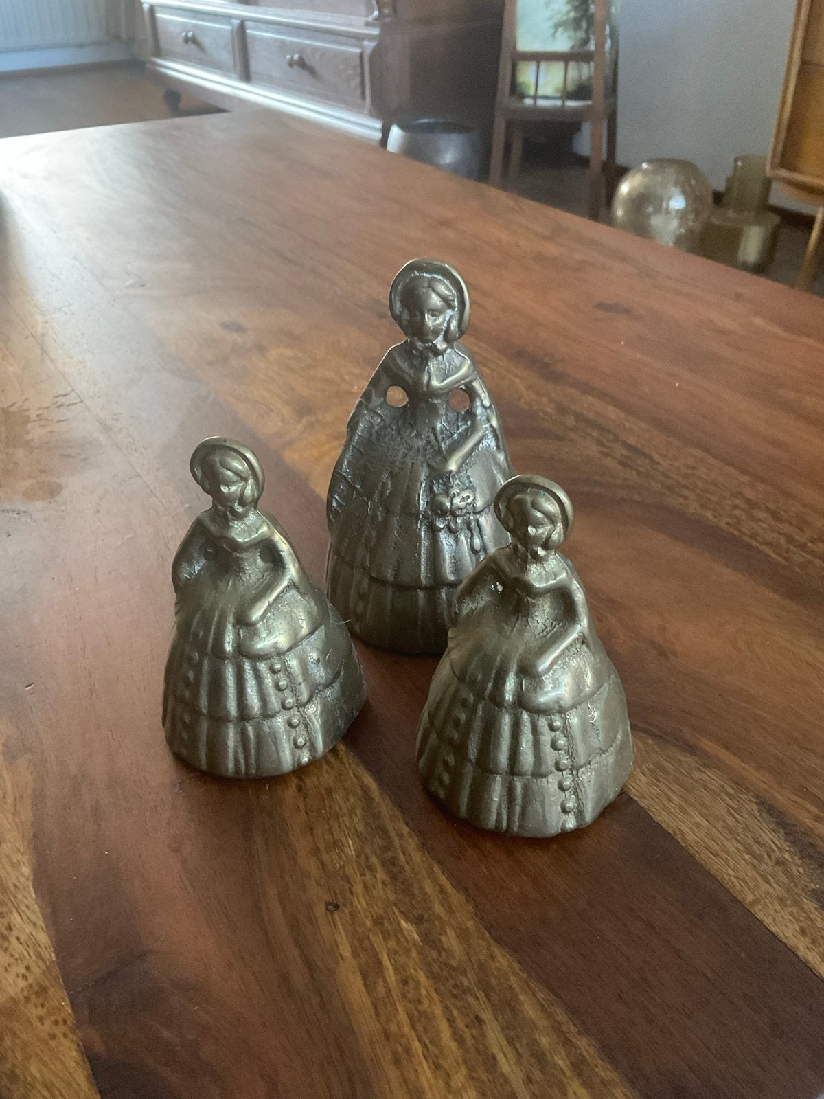 Set van 3 Messing Tafelbellen Lady Bell, Ophalen of Verzenden