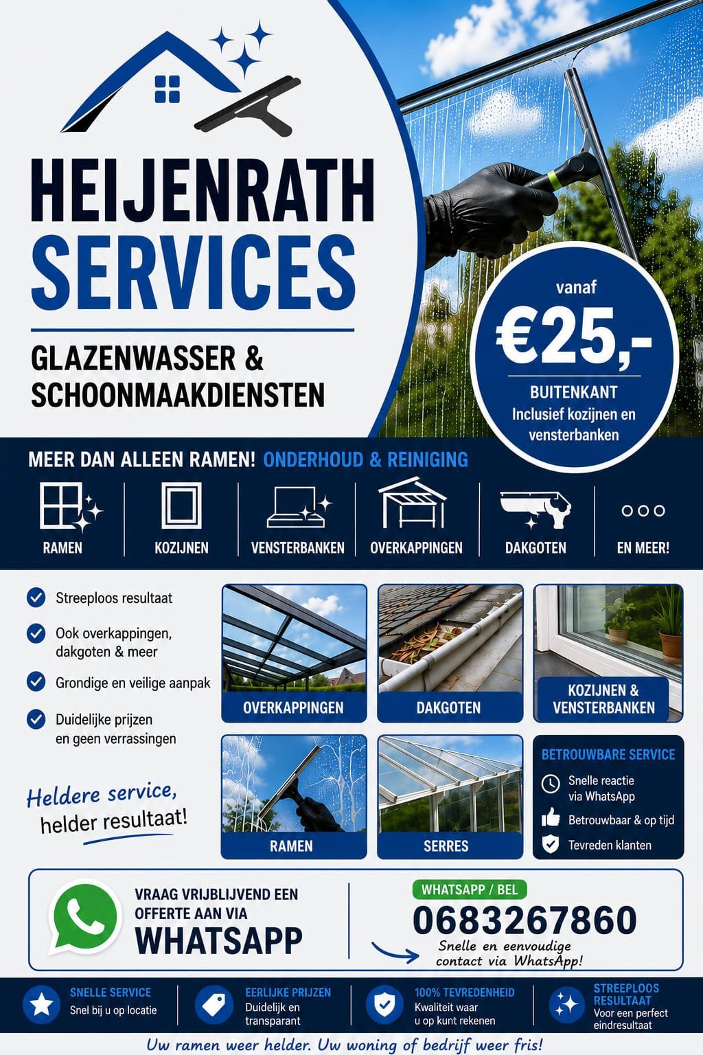 Betrouwbare Glazenwasser | Snelle Service via WhatsApp, Schoonmaken bedrijfsruimte