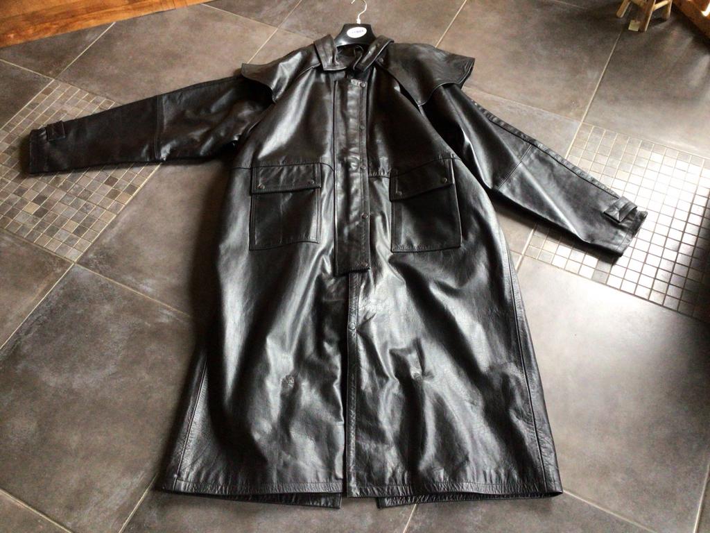 Lange zwarte leren jas - Heren, Kleding | Heren, Jassen | Winter, Ophalen, Zo goed als nieuw, Overige maten, Zwart