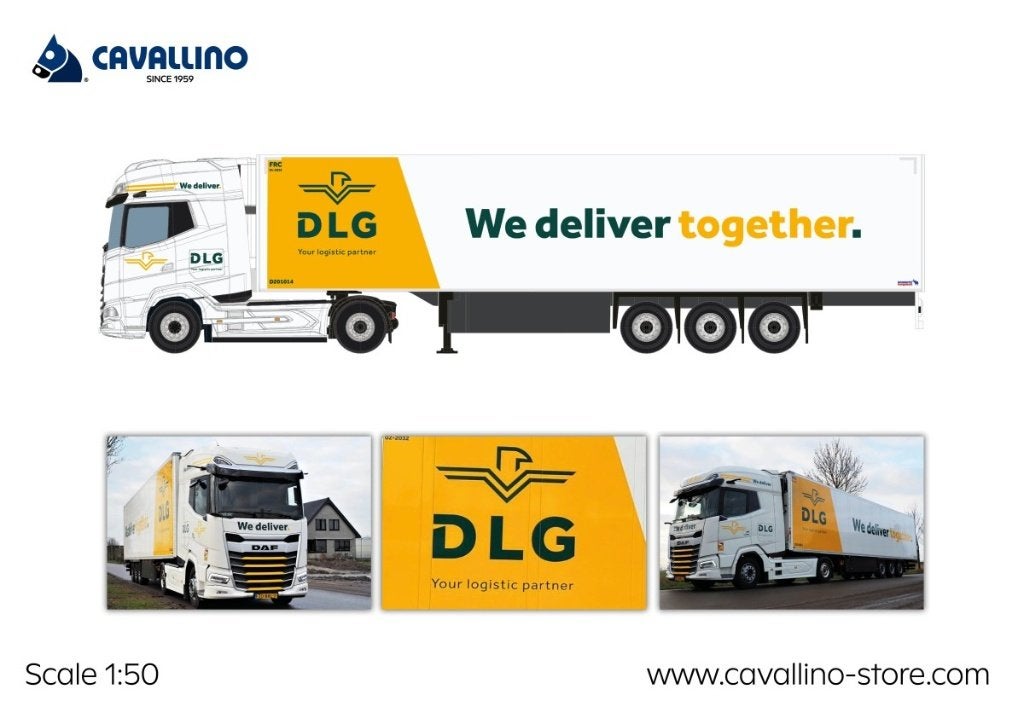 DAF XG+ met Koeloplegger - DLG Logistics, Hobby en Vrije tijd, Modelauto's | 1:50, Ophalen of Verzenden, Nieuw, Bus of Vrachtwagen