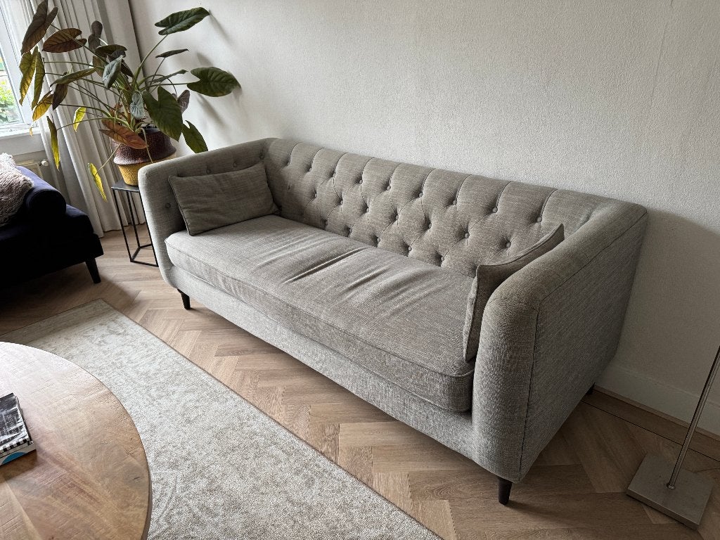 Luxe 3-zits bank + fauteuil set lichtgrijs, Ophalen, Zo goed als nieuw, 75 tot 100 cm, Stof