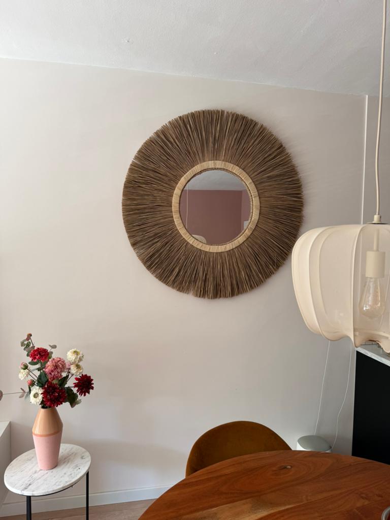 Mooie ronde spiegel, Huis en Inrichting, Woonaccessoires | Spiegels, Ophalen, Minder dan 50 cm, Rond, Zo goed als nieuw