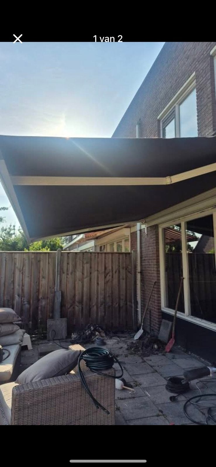 Elektrische zonnescherm, Ophalen, 450 cm of meer, Elektrisch, Zo goed als nieuw