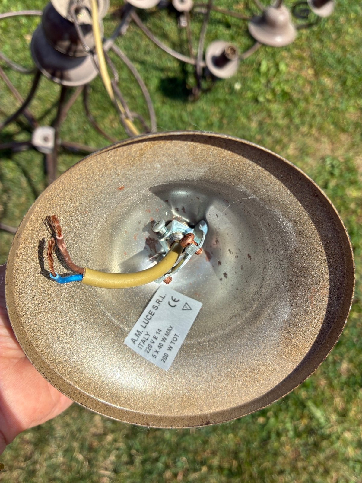 Twee Vintage Smeedijzeren Kroonluchters met E14 Fitting, Huis en Inrichting, Ophalen, Gebruikt, Metaal, E14 (klein)