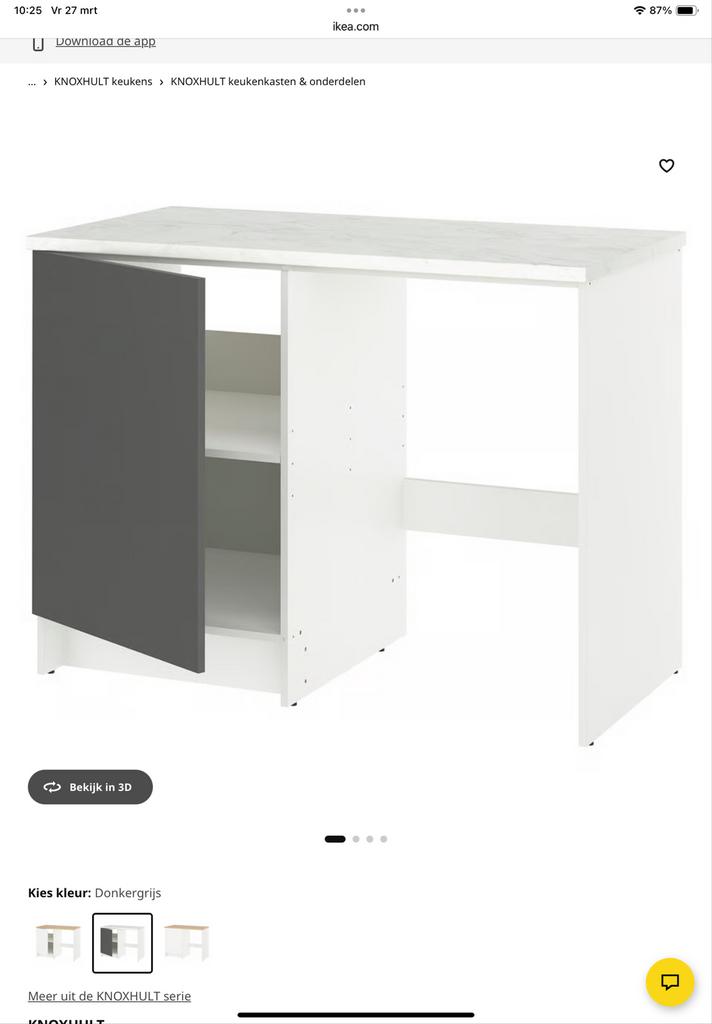 Keuken onderkast met werkblad, Huis en Inrichting, Keuken | Keukenelementen, Ophalen, 100 tot 150 cm, Wit, Zo goed als nieuw