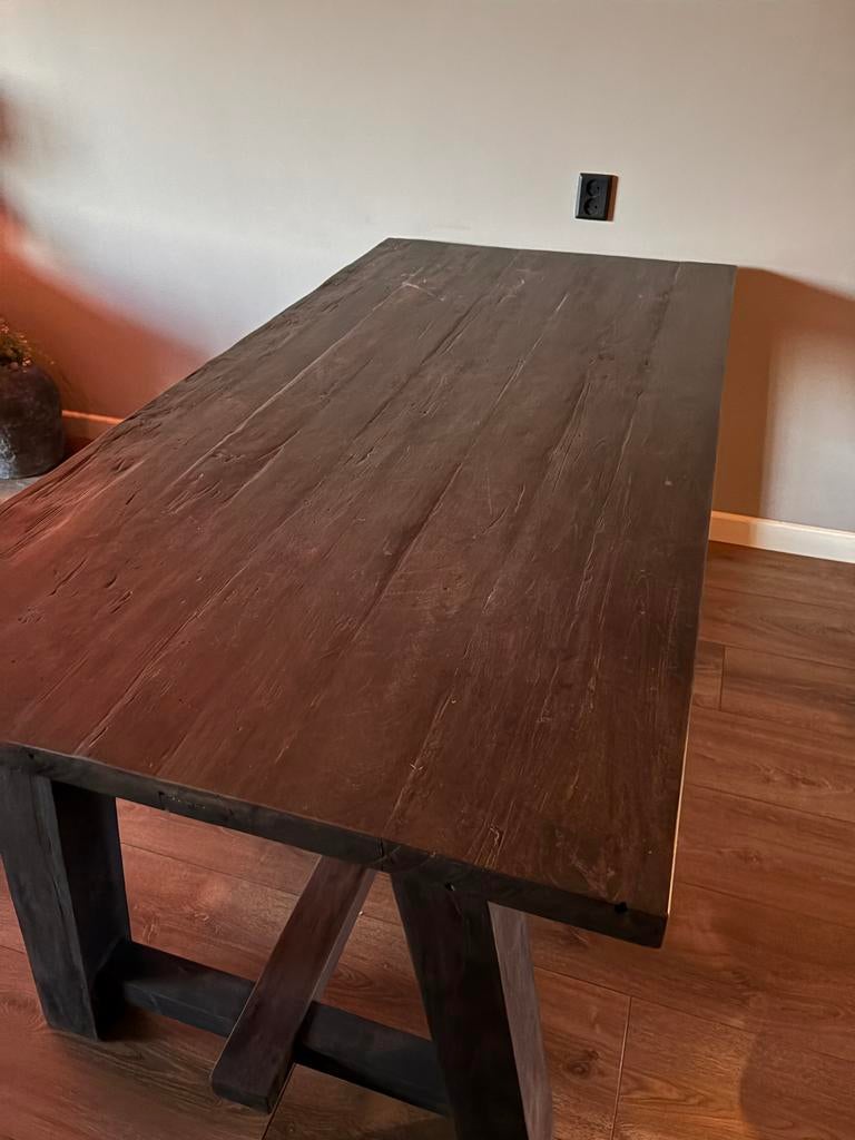 Robuuste eettafel van massief hout - 180x90 cm, Huis en Inrichting, Tafels | Eettafels, Nieuw, 50 tot 100 cm, 150 tot 200 cm, Vier personen