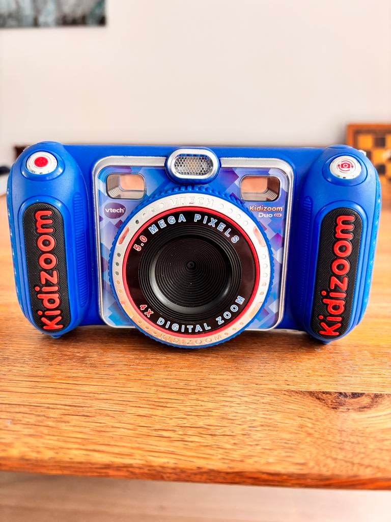 VTech Kidizoom Duo DX Blauw met Koptelefoon en Draagtas, Ophalen of Verzenden, Zo goed als nieuw, 4 tot 6 jaar