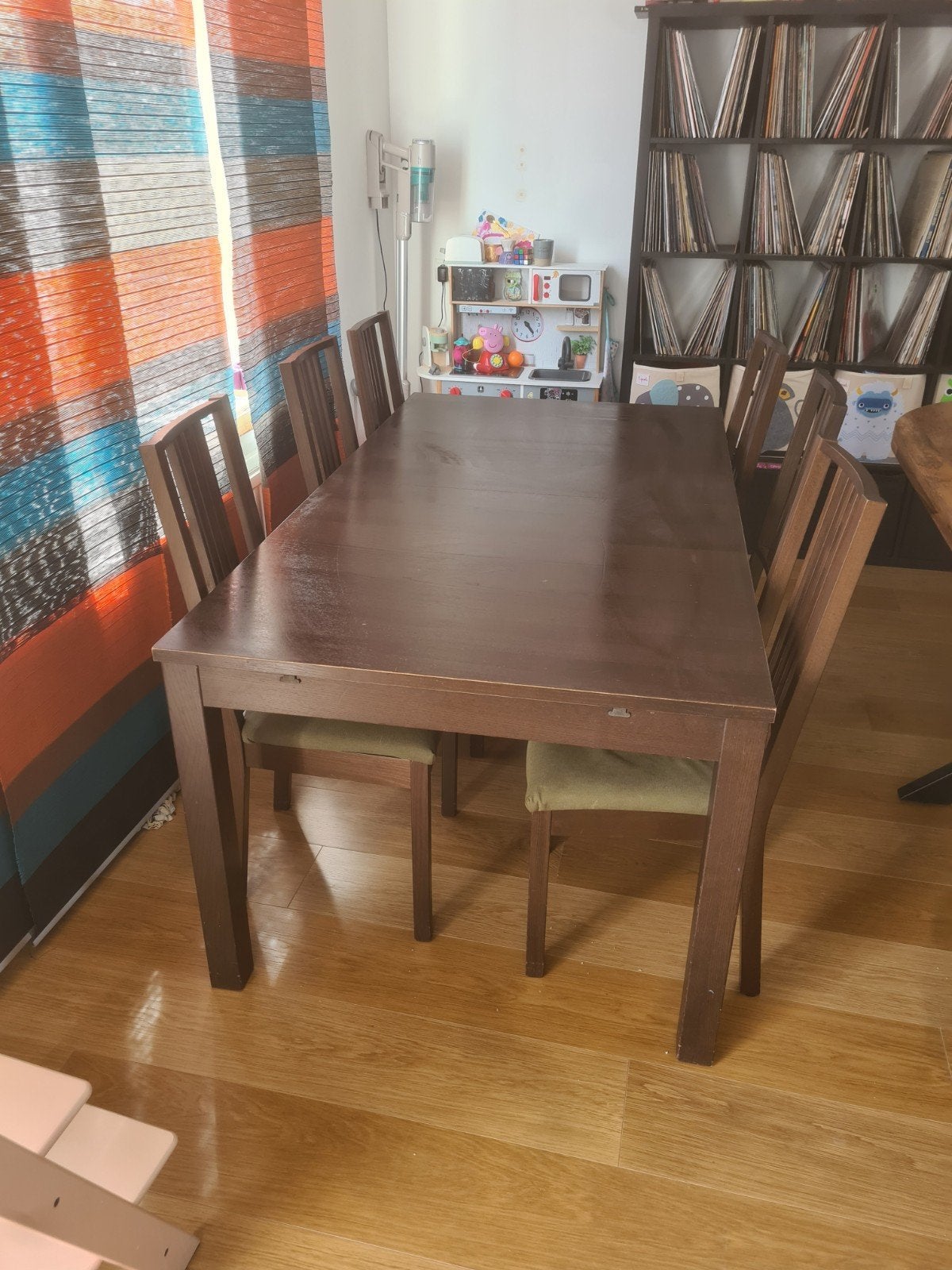 Ikea Bjursta eettafel met 6 stoelen, Ophalen, Gebruikt, 50 tot 100 cm, Vijf personen of meer