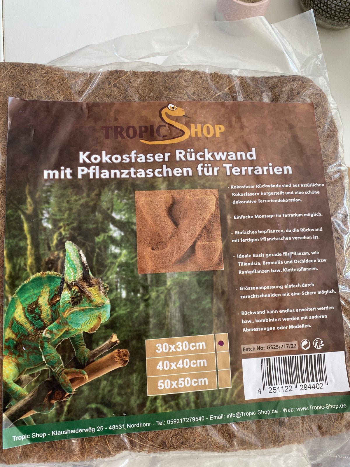 Achterwand kokosvezel met plantenbakjes, Dieren en Toebehoren, Ophalen of Verzenden, Nieuw, Overige typen