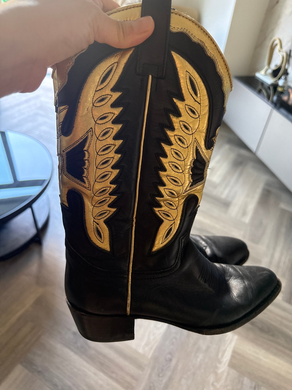 Zwarte Sendra cowboylaarzen met gouden details maat 39/40, Ophalen, Gedragen, Zwart, Hoge laarzen