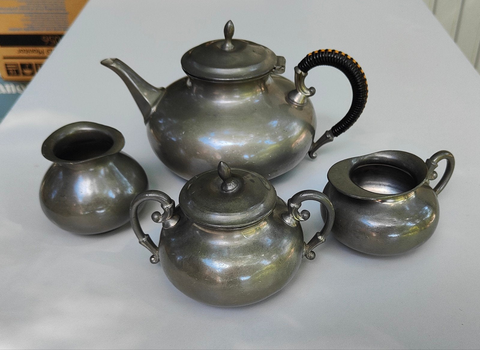 Antiek tinnen theeservies, Antiek en Kunst, Ophalen of Verzenden