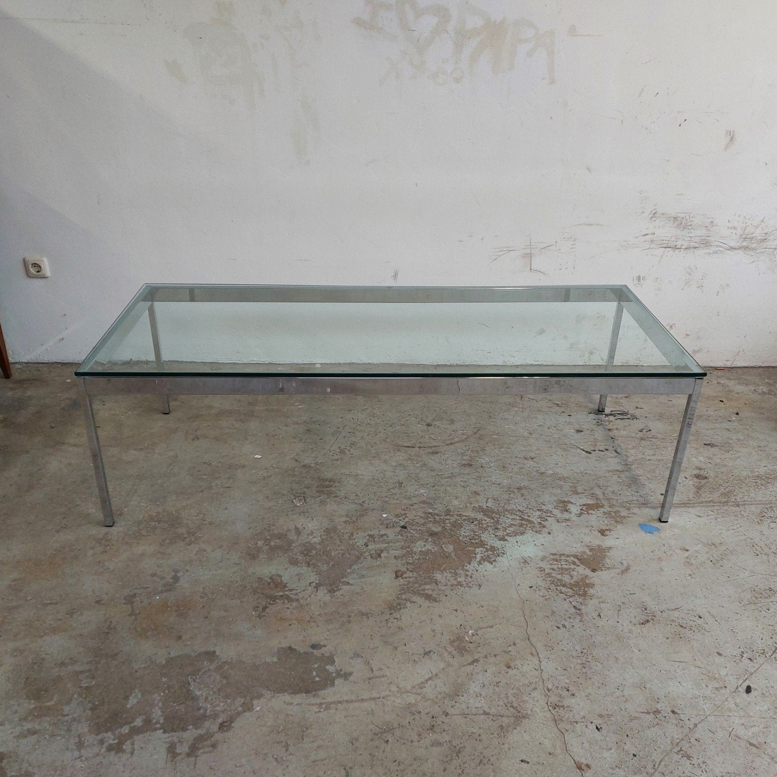 Vintage glazen salontafel, Huis en Inrichting, Tafels | Salontafels, Ophalen, Gebruikt, 50 tot 100 cm, Glas