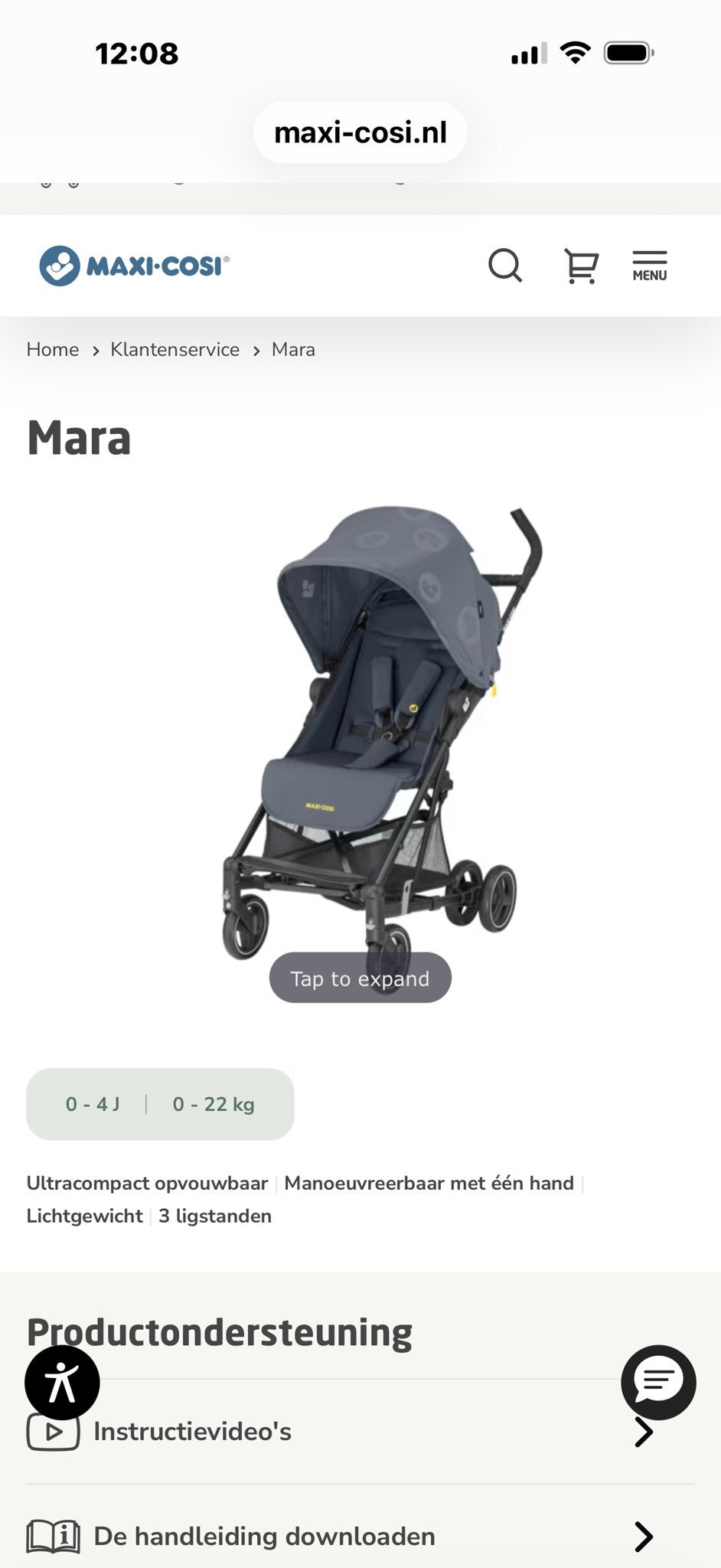 Maxi-Cosi Mara Buggy - Compact en Lichtgewicht, Ophalen, Nieuw, Maxi-Cosi, Verstelbare rugleuning