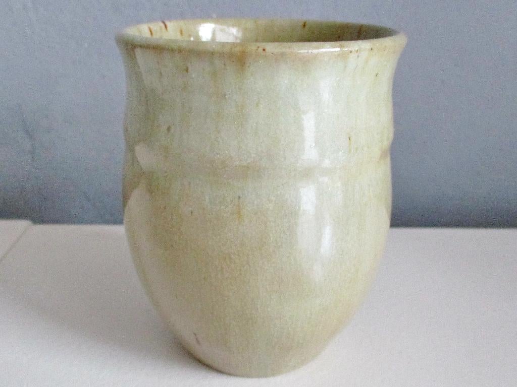 Vaas, de Rijn Leiderdorp ca 1930 vaasje bruin beige glazuur, Antiek en Kunst, Ophalen of Verzenden