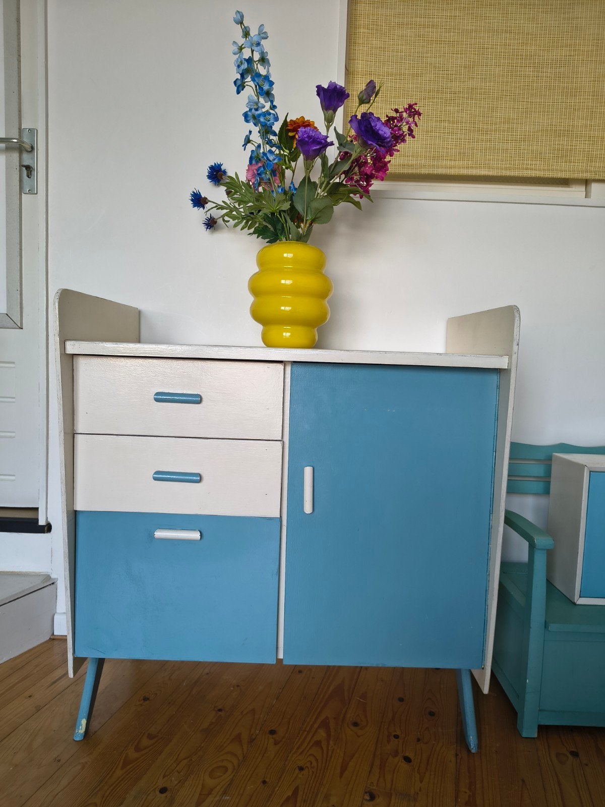 kinderkamer kind baby vintage commode/kast op schuine poot, Gebruikt, 75 tot 100 cm, Minder dan 50 cm, Ophalen