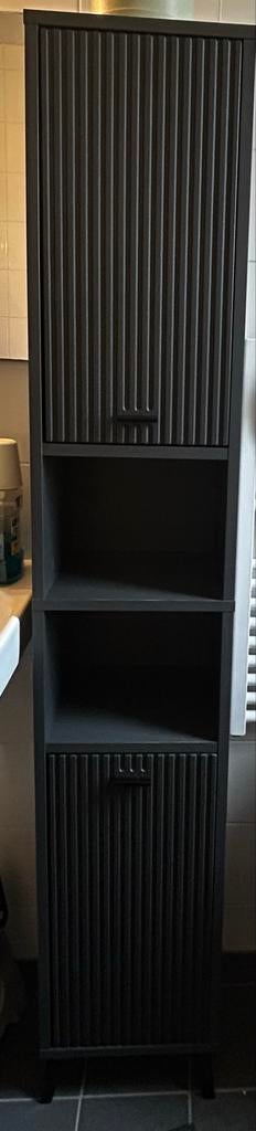 Livarno Hoge badkamerkast met roldeuren - Donkergrijs, Ophalen, Zo goed als nieuw, 25 tot 50 cm, 150 tot 200 cm