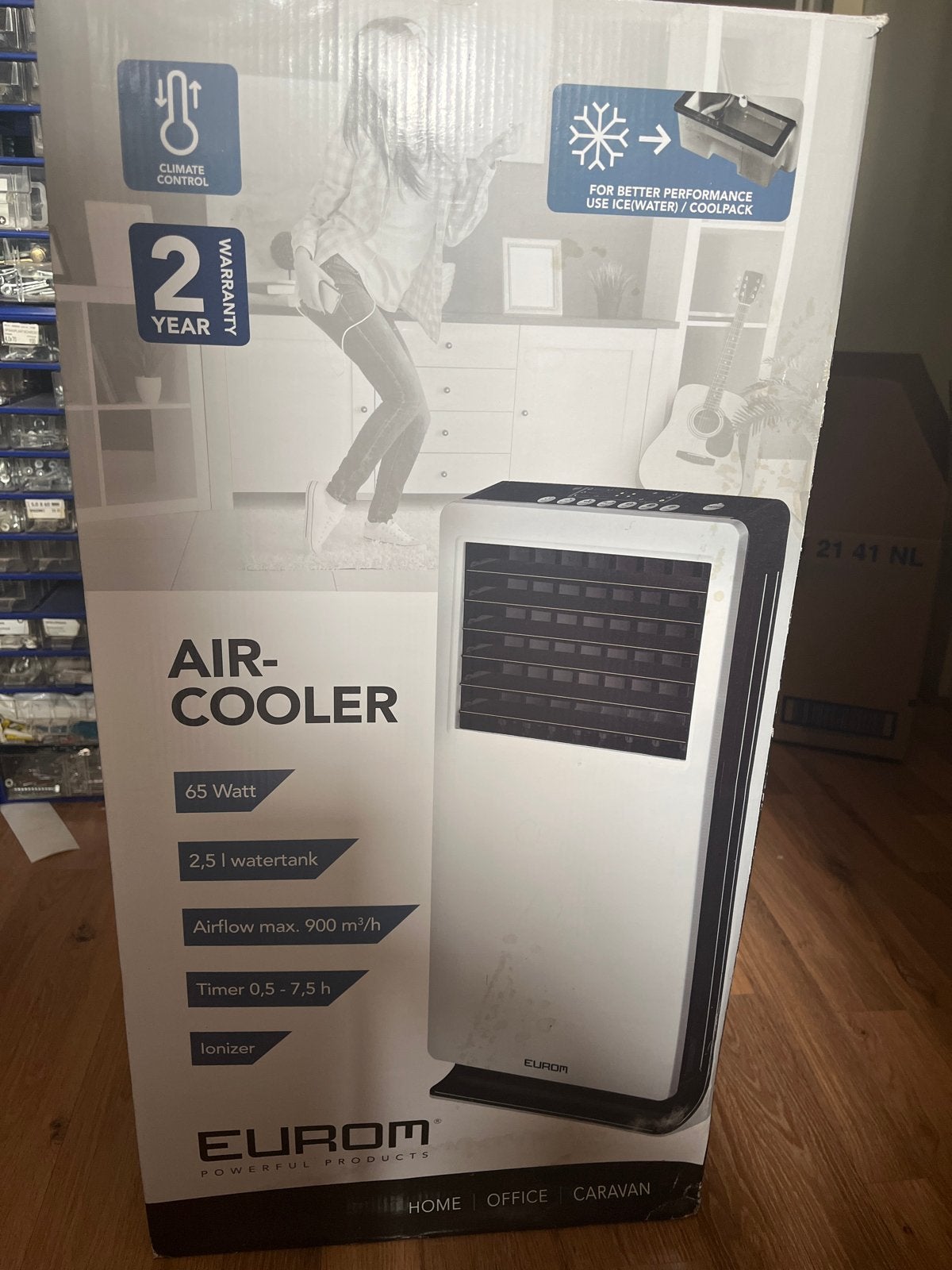Eurom Air Cooler 65W met 2,5L watertank en timer, Ophalen, Gebruikt, Minder dan 60 m³, Timer