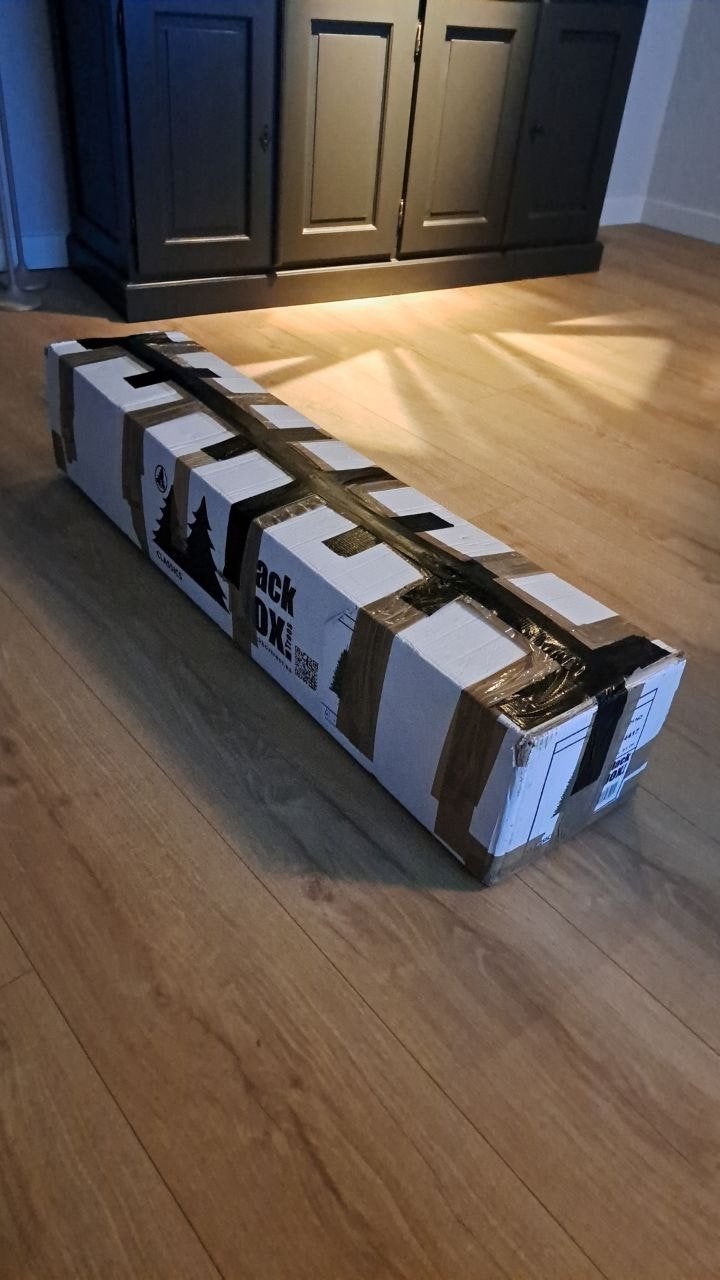 Kerstboom PVC takken 210 cm hoog €10,-, Ophalen, Gebruikt
