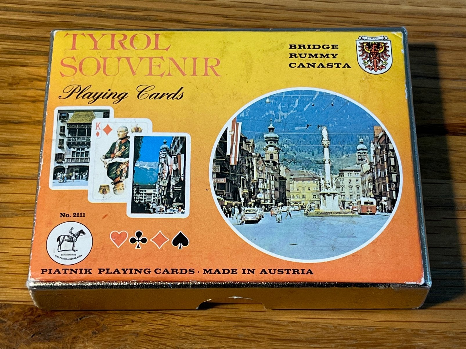 Piatnik Tyrol Souvenir speelkaarten 2 complete sets 6 jokers, Verzenden, Zo goed als nieuw, Speelkaart(en)