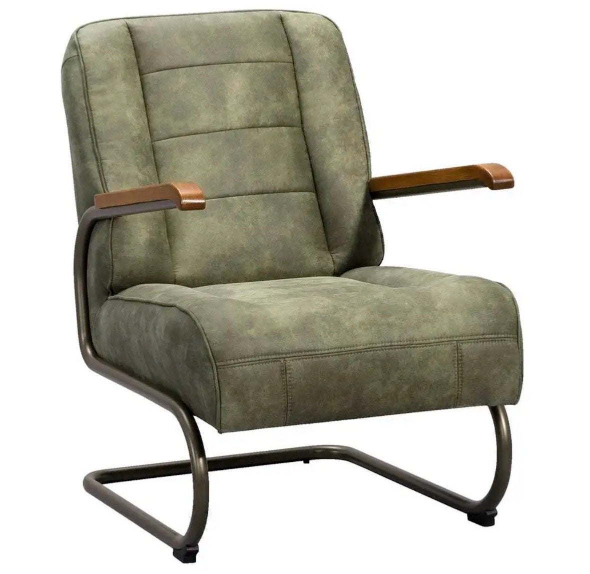 2x Groene fauteuil Leen Bakker - Zeer goede staat, Ophalen, 75 tot 100 cm, Zo goed als nieuw, Stof