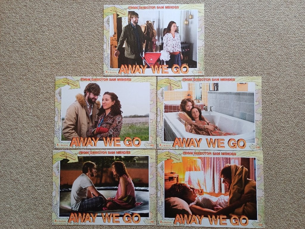 AWAY   WE   GO     lobbycard set., Verzamelen, Verzenden, Nieuw, A1 t/m A3, Film en Tv