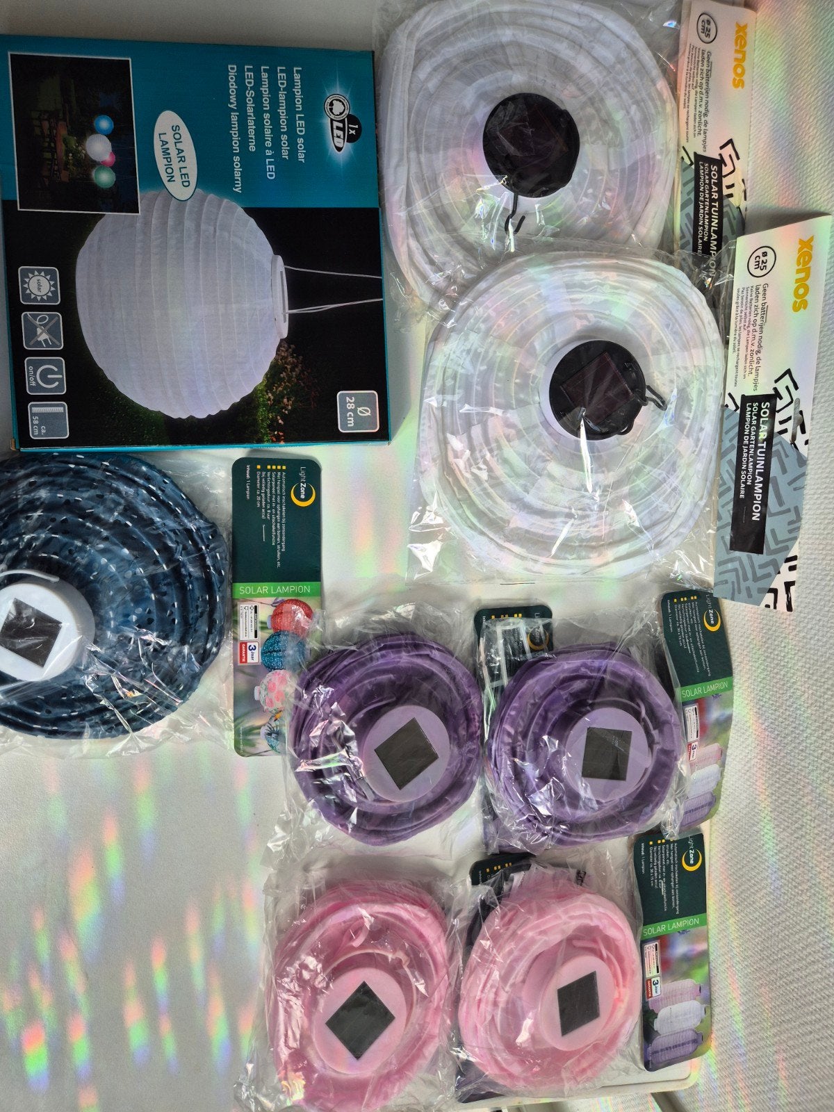 8 Solar LED Lampionnen - Diverse Kleuren en Maten, Minder dan 50 watt, Overige typen, Nieuw, Ophalen of Verzenden