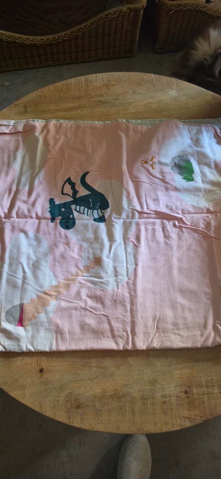 Dekbedovertrek kinderbedje 60x120 met roze hoeslaken, Kinderen en Baby's, Ophalen of Verzenden, Roze, Meisje