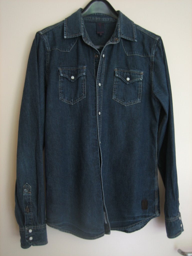 Stoer blauw jeans overhemd REVELATION M snazzeys, Halswijdte 39/40 (M), Zo goed als nieuw, Revelation, Verzenden