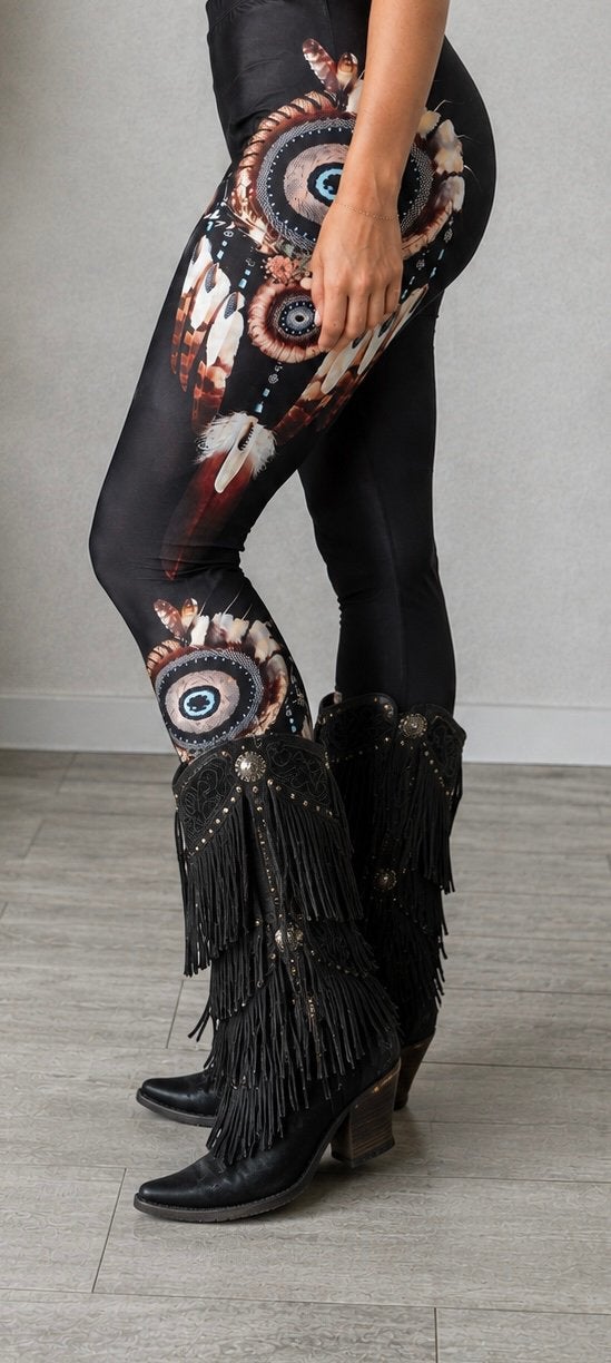 Legging indianen style  print , 40/42, Legging, Zwart, Maat 40/42 (M), Ophalen of Verzenden