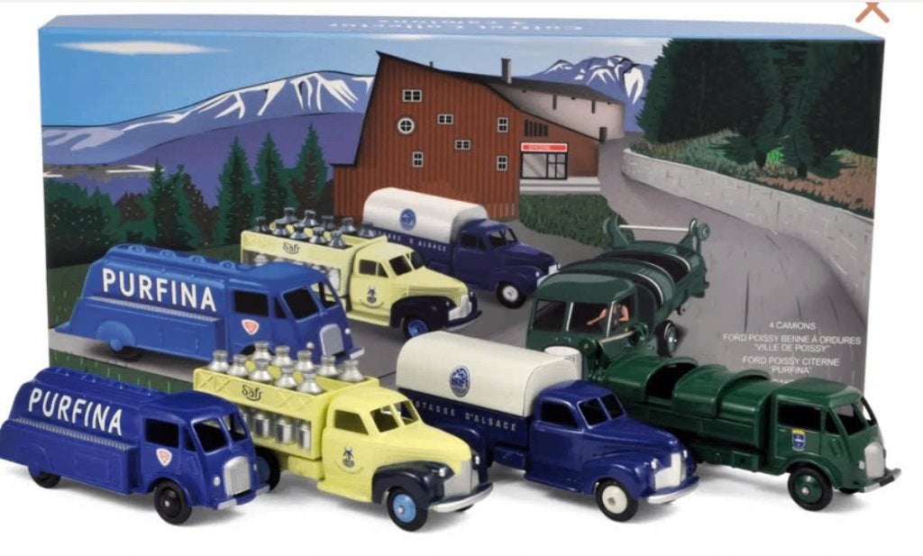 Coffret 4 vrachtwagens Ford Poissy 2x Studebaker 2 x 1/43