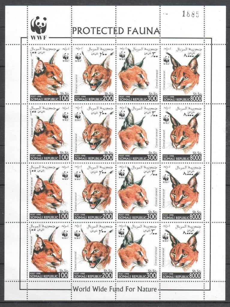 WWF postzegelvel van de Caracal, Ophalen of Verzenden, Postfris, Dier of Natuur