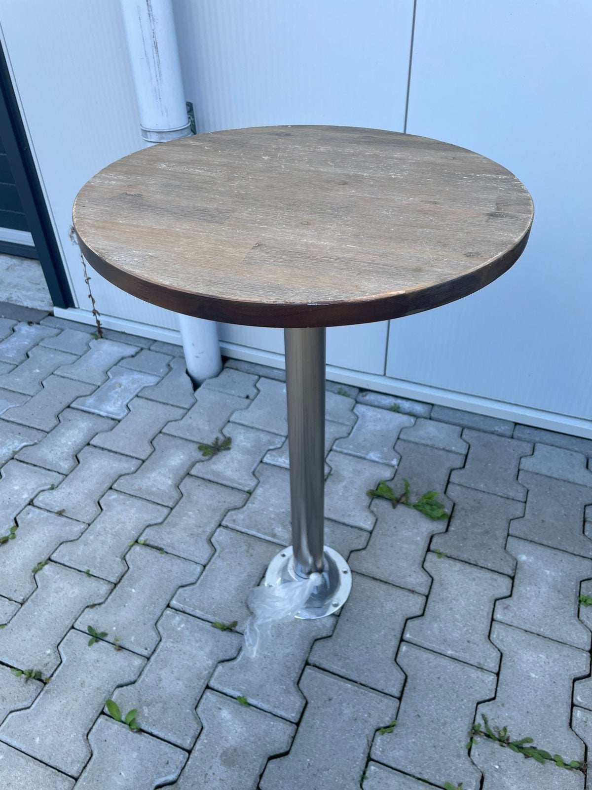 Ronde Bistrotafel / Horecatafel – Hout & RVS - Sta tafel, Ophalen, Zo goed als nieuw