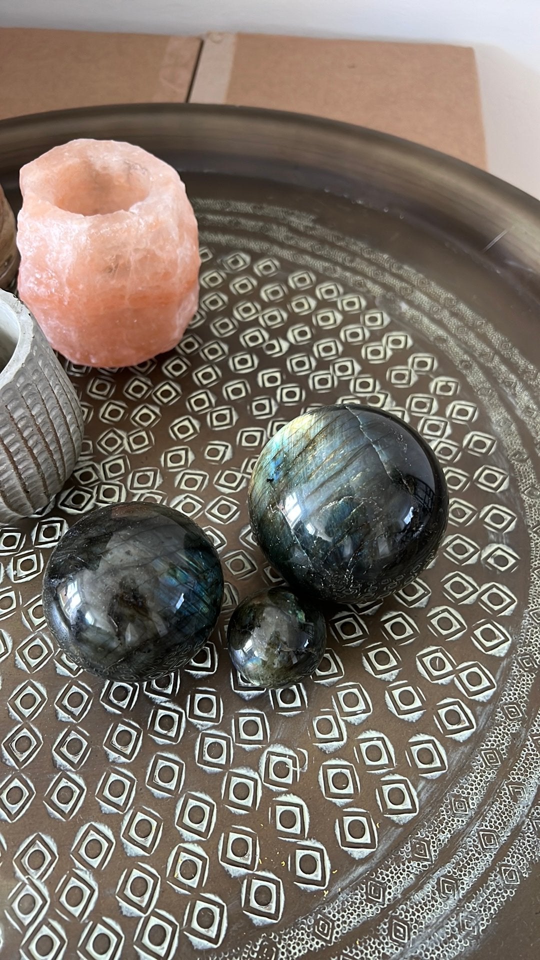 Drie labradoriet bollen, Verzamelen, Mineralen en Fossielen, Ophalen, Mineraal