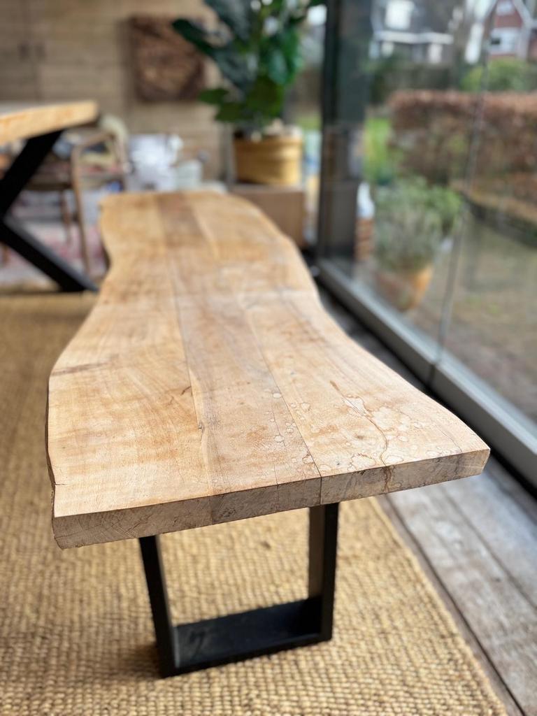 Massief houten bankje, ook als set verkrijgbaar, Ophalen, Gebruikt, Minder dan 75 cm, 150 tot 200 cm