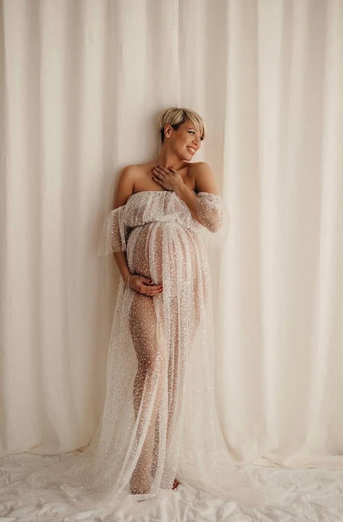 Tweedelige tule zwangerschapsjurk - Seila Art Dresses, Kleding | Dames, Ophalen of Verzenden, Nieuw, Wit, Jurk